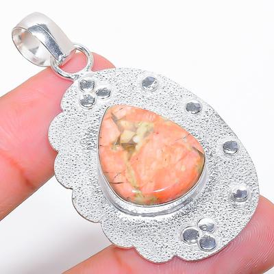 Unakit Edelstein Handgefertigt 925 Sterlingsilber Schmuck Anhänger 2,17"