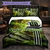 Monster Energy Customized Name Text Bedding Set, 1 Duvet Cover & 2 Pillowcases Personalized Bedroom Gift