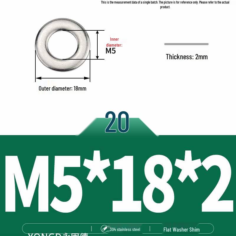 304 Stainless Steel Thickened Flat Washer / Ultra-thin Metal Gasket, Sizes M1.6-M10