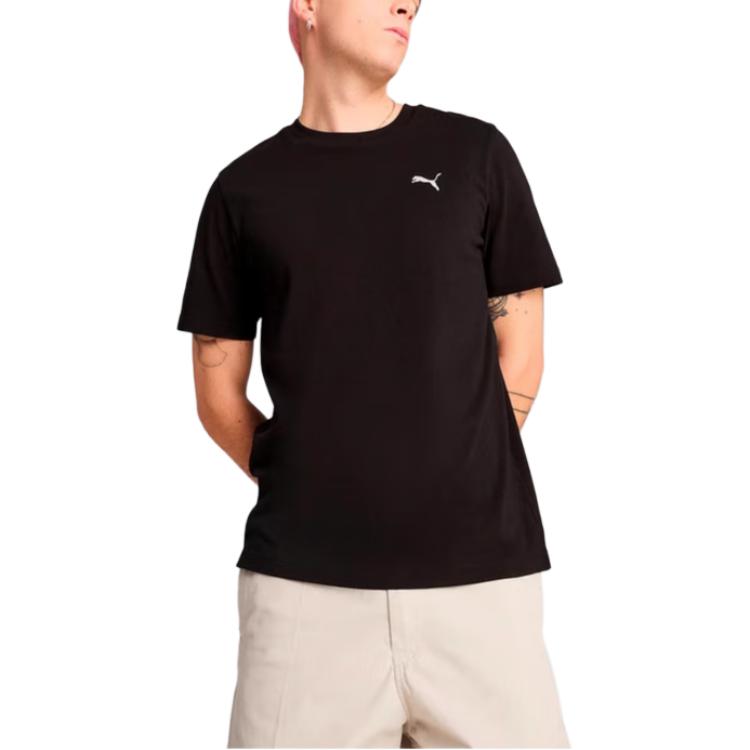 Puma Essential Wardrobe Logo Round Neck Sports Casual Short Sleeve T-Shirt Unisex T-Shirts Black 632920-01