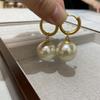 Simple Retro French Large Pearl Ear Buckle Light Luxury High-End Earrings Women'S Niche Design Sense A Two-Wear Earrings