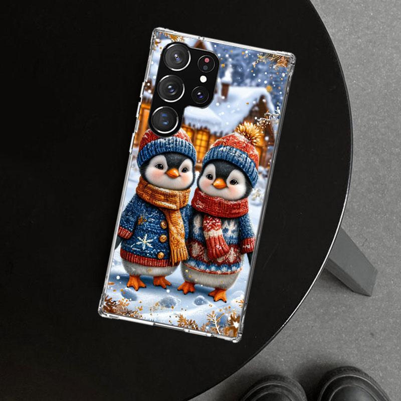 Christmas Penguin Phone Case Cover for Samsung Galaxy S26 S25 Edge S24 S23 Ultra S22 Plus S21 FE S20 + Art Customized Fundas Gal