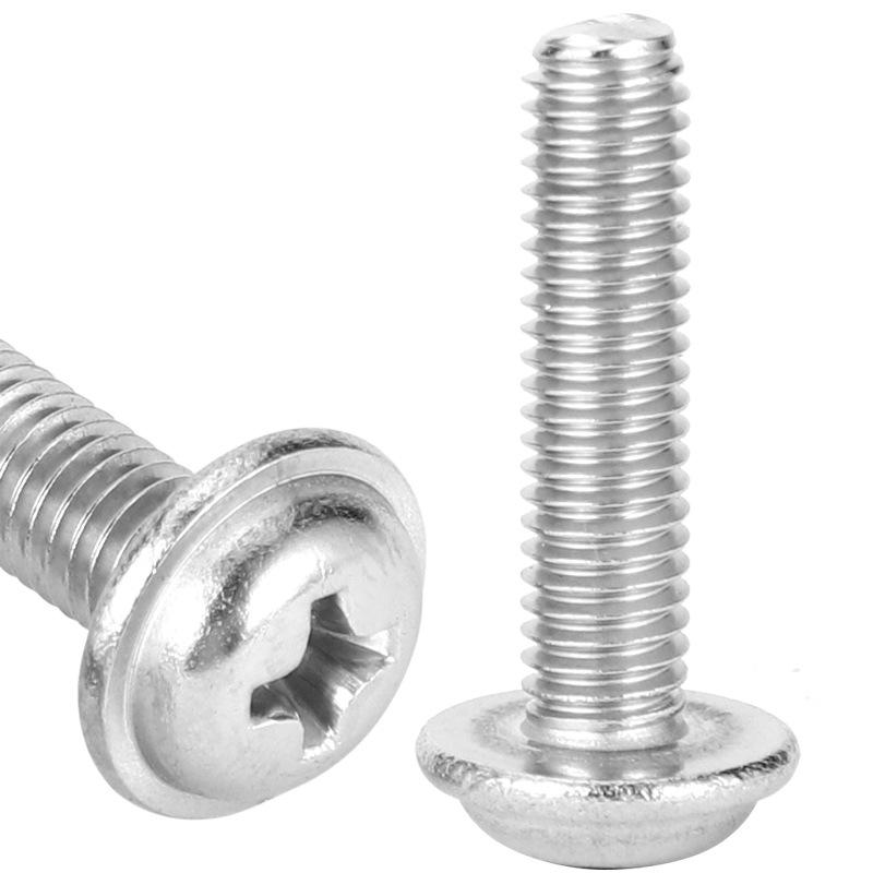 304 Stainless Steel Round Head Cabinet Door Handle Screw with Gasket, Self-Tapping M3/M4