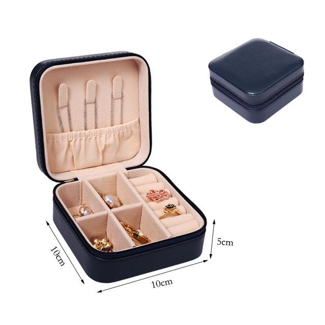 Portable Jewelry Box Jewelry Organizer Display Travel Jewelry Case Boxes Button Leather Storage Zipper Jewelers