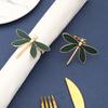 2/4Pcs Insect Napkin Ring Home Decoration Metal Napkin Ring New Green Oil Dripping Dragonfly Fashion Napkin Ring