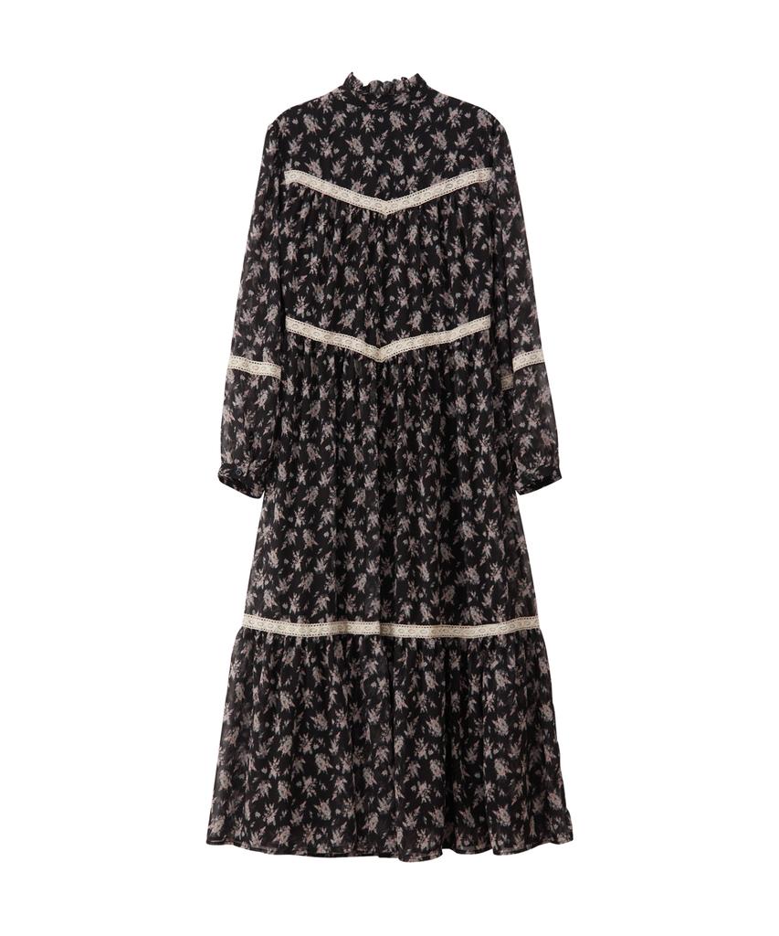 Salon De Yon Chiffon Lace Long Dress_ Black