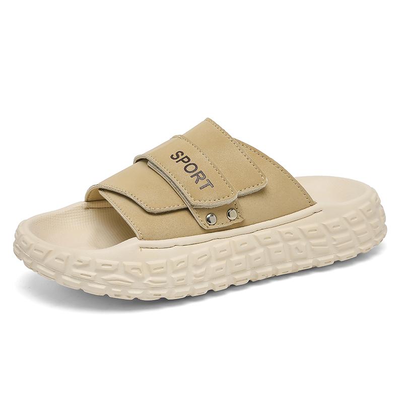 Trendy Khaki Men's Sports Slippers Man Designer Sandals Non-slip Platform Slides For Man Summer Casual Slippers Pantuflas Hombre