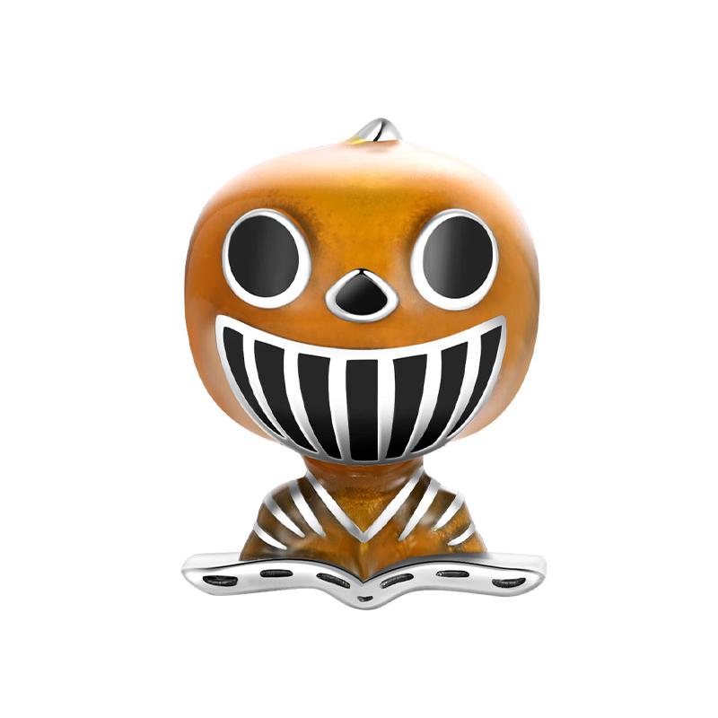 Authentic Original Copper Metal Pumpkin Ghost Man Charm Bead Component BlackSkull Bead Component Compatible With 2-3mm Bracelet High Quality Fine
