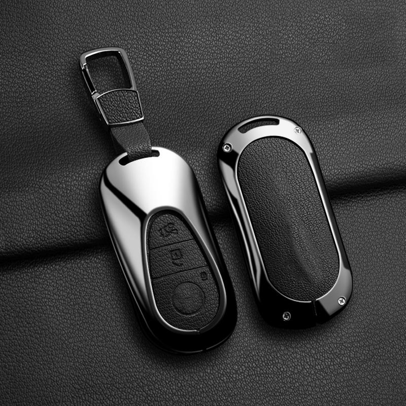 Zinc Alloy Leather Car Key Case For Mercedes Benz C E S-Class Glc W206 W223 W214 E300 C260 C300 S450 S500 S400 Keychain Case