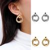 Women Fashion Simple Double Twisted Ring Personality Cold Wind Thread Business Earrings KTJ