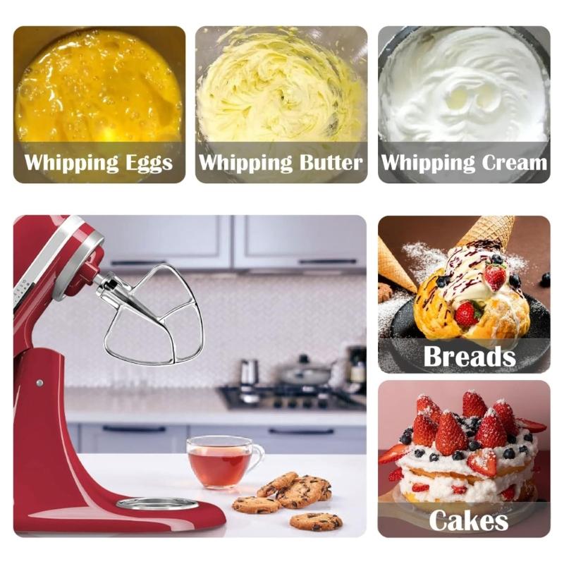 Flat Beater Attachment Fit for Kitchenaid 4.5-5QT K45SS KSM75 KSM150 KSM152 KSM165 KSM95 Whip Wire Whisk Dishwasher Safe