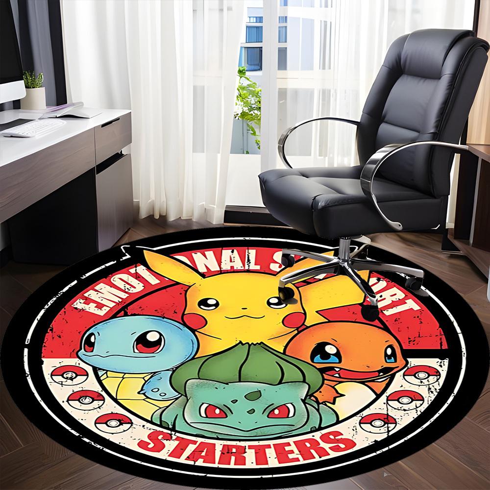 1 Stück Pokémon Starter Büro Runder Teppich, Unter Bürostühlen Schlafzimmer Wohnzimmer Heimdekoration a0926129