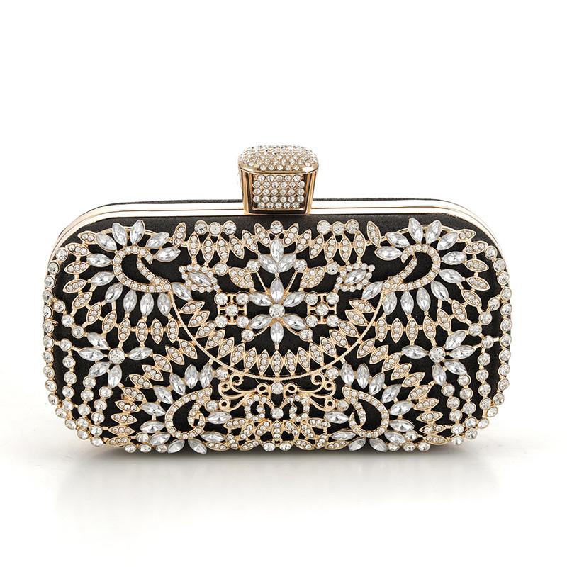 2023 Borsa a mano da sera in diamanti per donna Borsa a pochette dorata per matrimonio Borsa a tracolla con catena Piccola borsa a mano da festa con manico in metallo