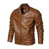 Autumn Stand-up Collar Casual Washed Men's Leather Jacket European and American Locomotive Large Size Leather Jacket