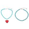 Trendy Halskettingen met Kralen Hartvormige Hanger Choker Elegante Turkooizen Nekketting