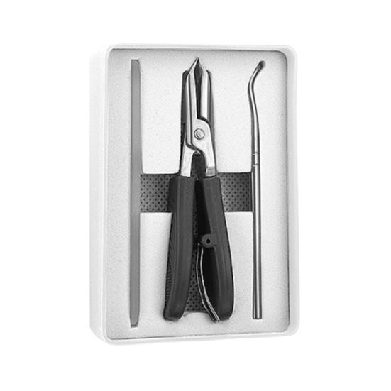 Stainless Steel Nail Clipper Curved Blade Toenail Clippers for Thick Nails 3-Piece Kit with Glass File & Case