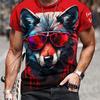 Nuova T-shirt Animali 2024 da Uomo Leone Tigre Lupo Stampata Oversize T-shirt Estiva da Uomo a Maniche Corte Hawaii