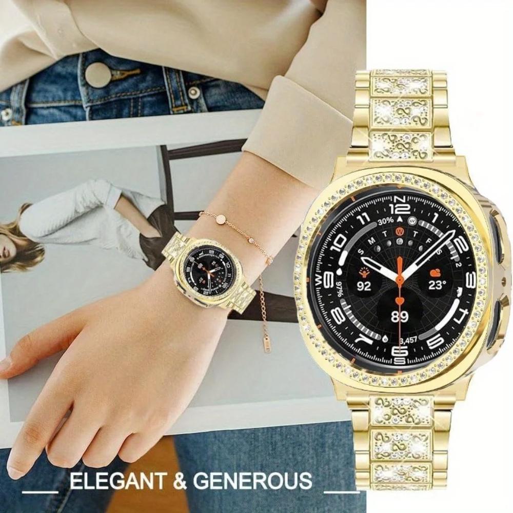 Rhinestone Diamond Bling Metal Watch Band + PC Protective Case For Samsung Galaxy Watch 8 44mm 40mm Business Watch Galaxy Watch 8 Band