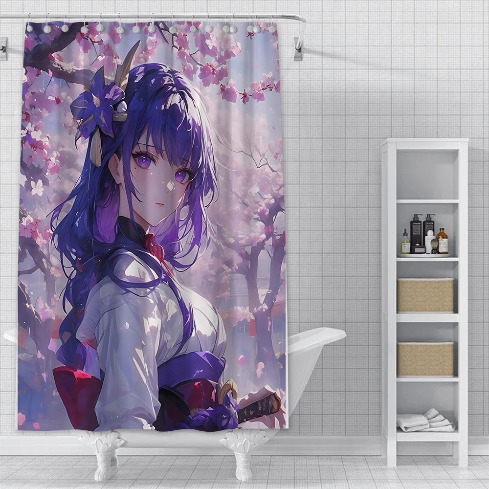 Duschvorhang Wasserdicht Polyesterstoff Farbe Bunt Badezimmer Vorhänge Genshin Impact Zuhause Badezimmer Dekoration Vorhang Mit Haken