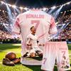 CR7 Ronaldo Nummer 7 Tema Fotbollsdräkt Vuxen Barn 3D-tryck Tröja Shorts Tvådelad Träningsdräkt För Fans Förälder-barn Kläder