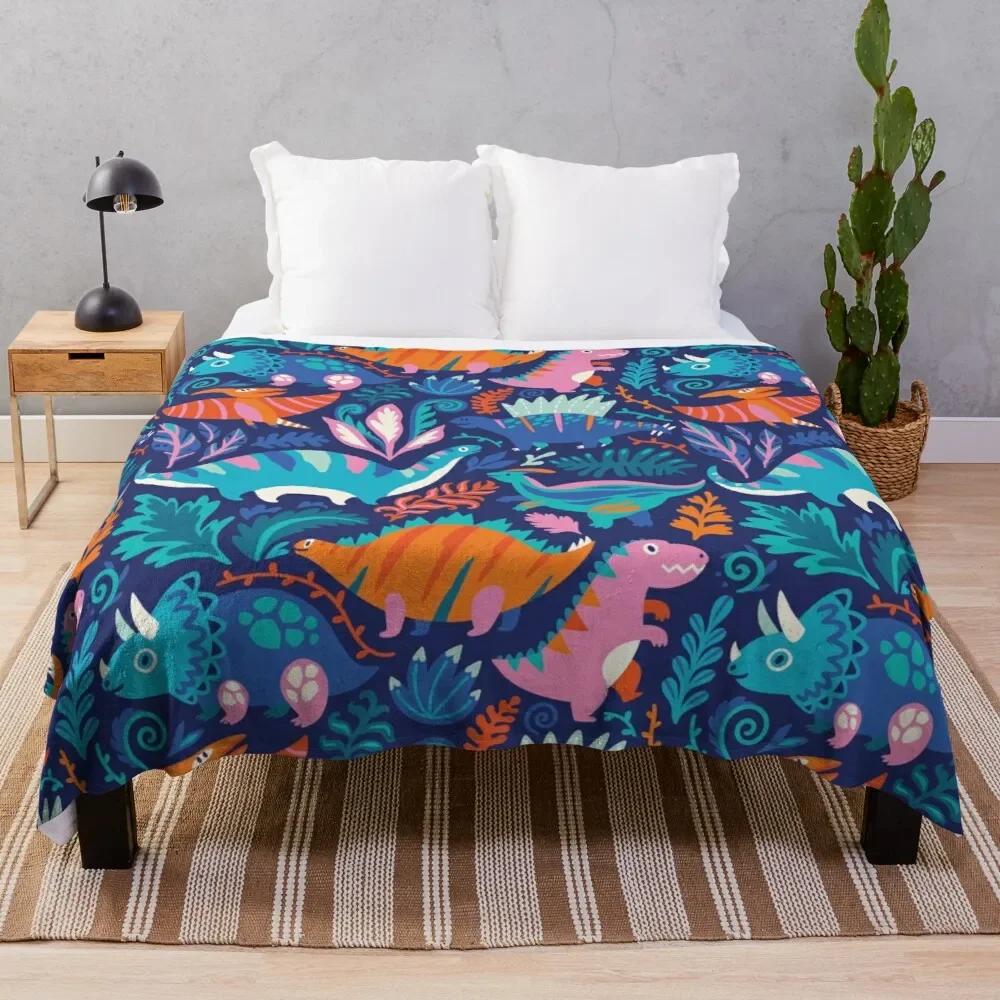Cartoon Dinosaur Throw Blanket Soft Lightweight Durable Cozy Bed Couch Travelling Camping Blanket Plush for Kids Teen Adult