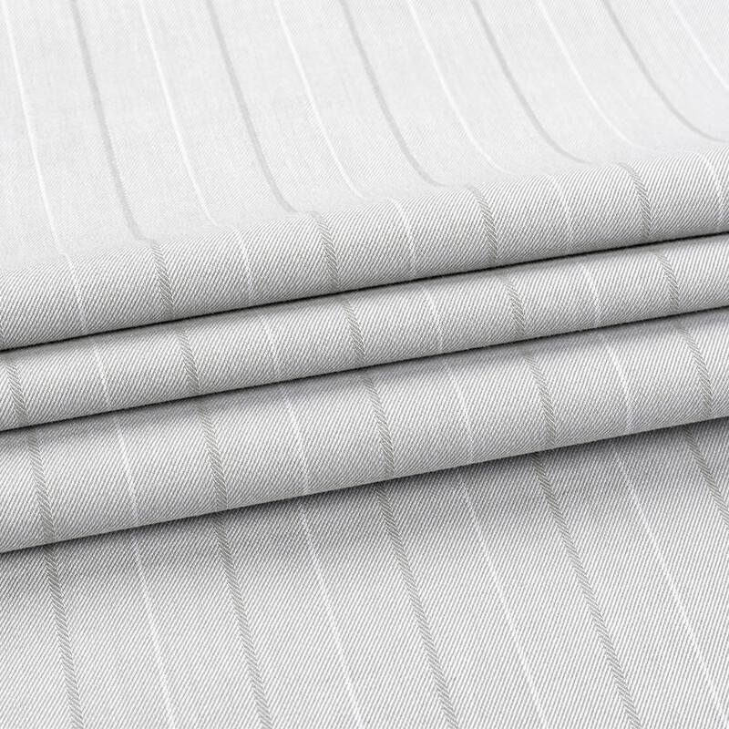 FIRS Men's Shirt, Pure Cotton Short-Sleeve Shirt, Striped Business Casual Versatile Classic Shirt, Gray Stripes, Size 43