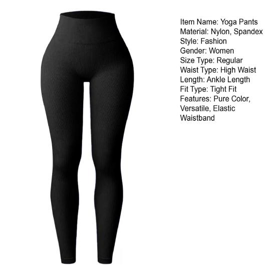 Yoga Pants High Stretch Women Casual Trousers with Elastic High Waist Pure Color Tight Fit Dance Work Leggings