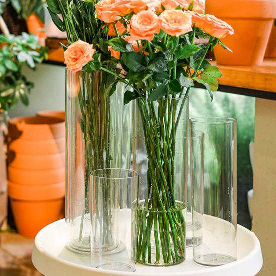 Clear Cylinder Flower Vase Wedding Party Dining Table Centerpiece Hydroponic Flower Holder