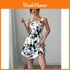 Bohemian Floral Print Cotton Blend Sleeveless A Line Dress For Vacation And Casual Wear