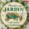 Panneau Jardin Français Ré Bémol Art Mural Métal Vintage Rond Pouces Décor Extérieur Aluminium Durable