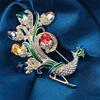 Elegant Peacock Crystal Brooch - Retro Anti-Exposure Pin for Women