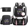 Katseye Korean Style Backpack Set Lightweight Large Capacity Casual School Bag for Students 3 Piece Set