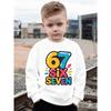 Sweatshirt Enfant Coloré à Bulles Imprimé Numéro 67 Six Sept Unisexe Garçons Filles Brillant Éclaboussure Dessin Animé Lettre Col Rond Manches Longues Pull Haut Enfant