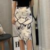 Sommer Cartoon Print Elegante Bleistift Rock Frauen Bodycon Hohe Taille Knielangen Rock Weibliche