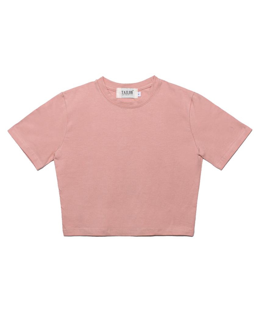 TAILOR STUDIO Taylor Basic Stretch Crop Short Sleeve Tee (Pink)