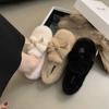 2026 Winter Women's Plush Soft Sole Slip On Shoes Fur Lined Bow Ballet Flats Cozy Driving Loafers Cute Casual Moccasins Ladies