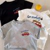 Pure Cotton Kids' Cartoon Car T-Shirt - Summer 2026 Casual Short Sleeve Tops for Boys and Girls