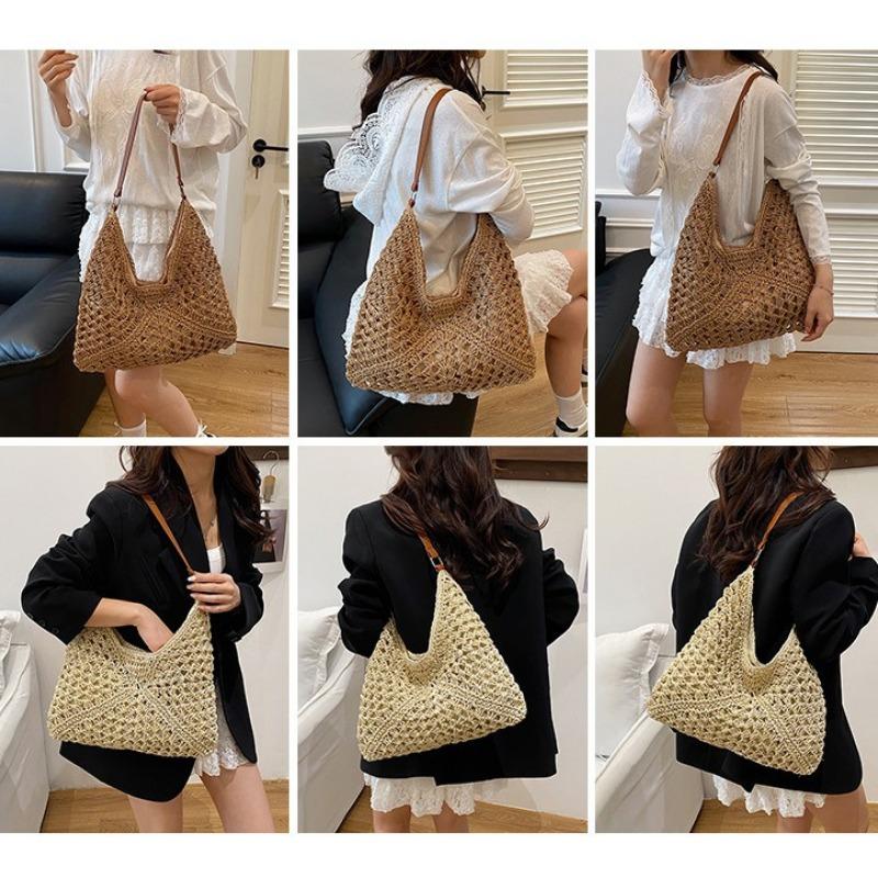 Bags Large-capacity Women's Seasonal New Woven Bags Summer Seaside Vacation Straw Bags Shoulder Tote Bags Women