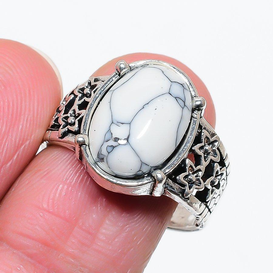 Natural Howlite Jasper Gemstone 925 Sterling Silver Jewelry Ring Size 9 AR-18410