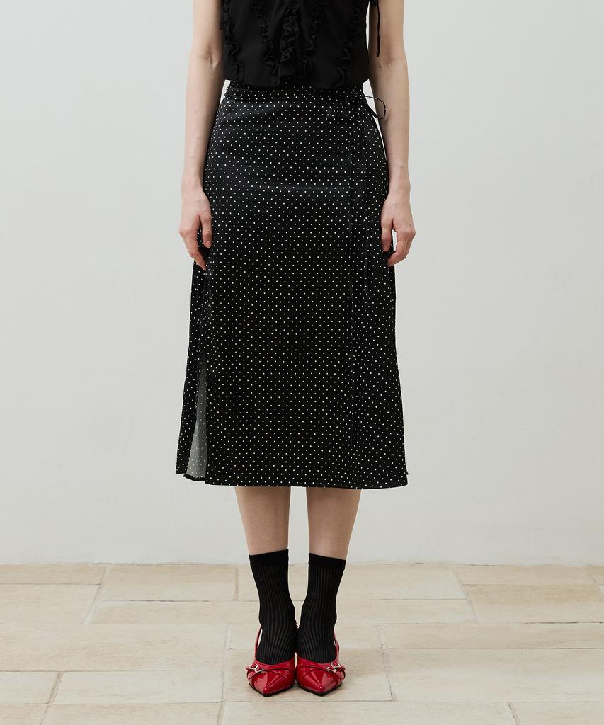 Alikim Tiny Dot Slit Skirt / Black