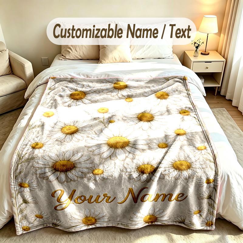 Blumengarten Thema Weiche Decke Personalisierter Benutzerdefinierter Name Text Druck Warme Decke Zuhause Sofa Schlafzimmer Dekor