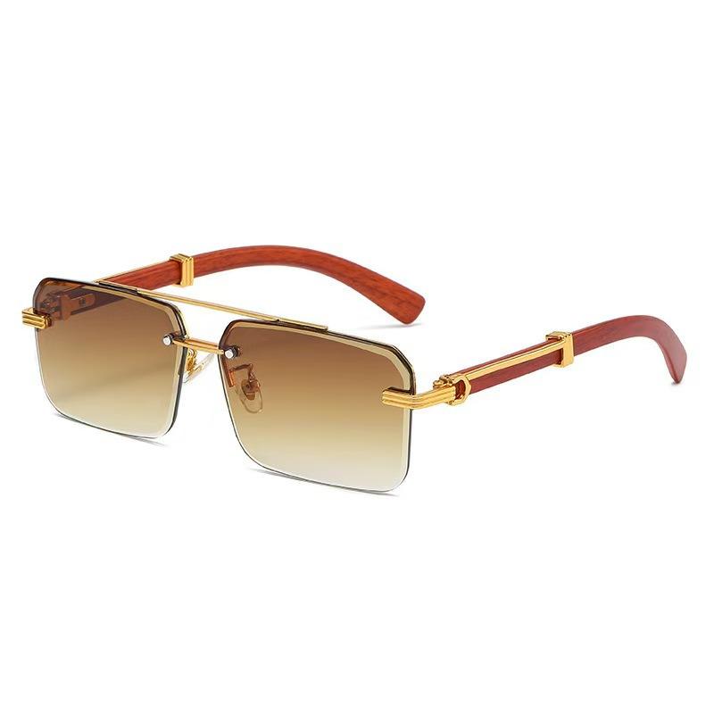 New Sunglasses Trendy Double Beam Trimmed Sunglasses Square Glasses