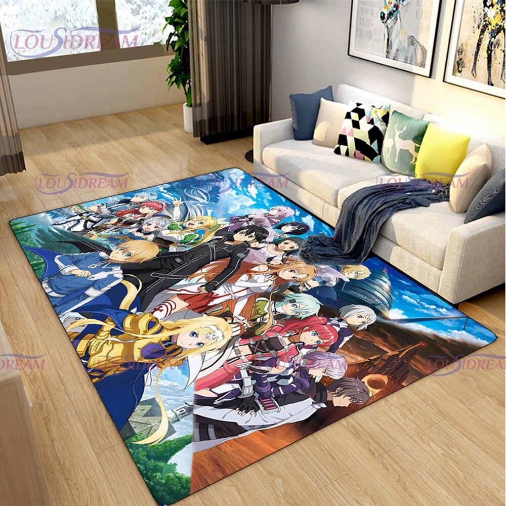 Anime Sword Art Online Carpet Doormat Plush Chair Mat for Bedroom Carpets for Living Room Bedside Floor Rug Mat for Kids Rug