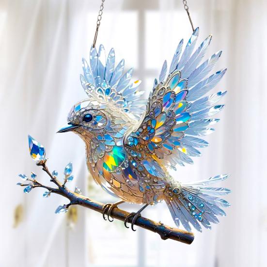 Birds Hanging Ornaments Acrylic Bird Window Decorations Colorful Sun Catchers for Christmas Trees Easter Parties Home Garden Patio Balcony