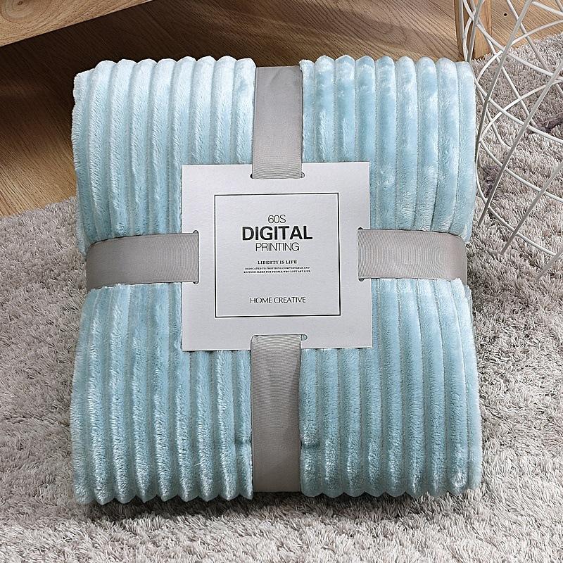 1PC Solid Color Warm Thickened Car Plush Double-Sided Rabbit Fleece Blanket Office Pet Blanket Super-Soft
