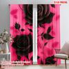 2pcs,2D Plane Printing Popular Curtains Dark Blooming Roses Versatile Fabric (without Rod) Festive for Bedroom Living Room Study
