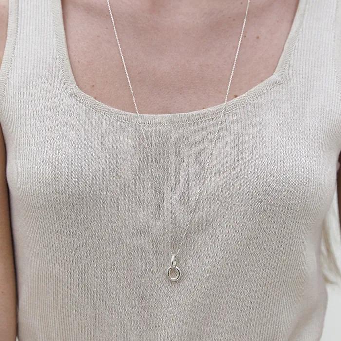 [925 Silver] Twin Ring Long Necklace