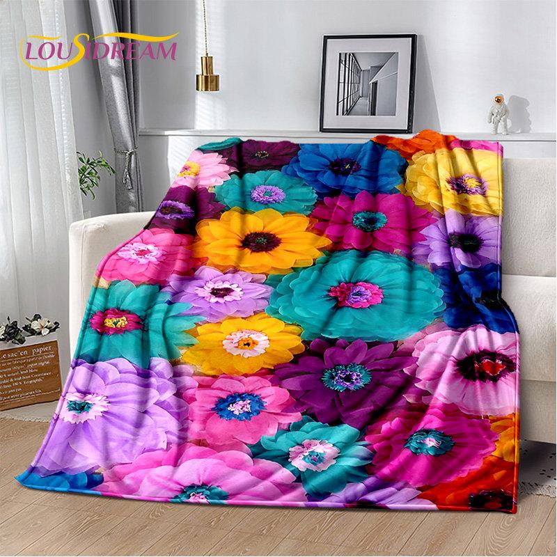 Nordische 3D-Gänseblümchen-Blume, weiche Plüschdecke, Flanelldecke, Überwurf, Decke für Wohnzimmer, Schlafzimmer, Bett, Sofa, Picknick, Bettdecke
