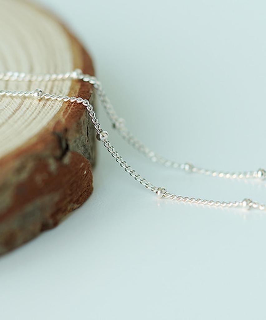 Alleun Silver 925 Curved Silver Ball Chain 16Cm Bracelet