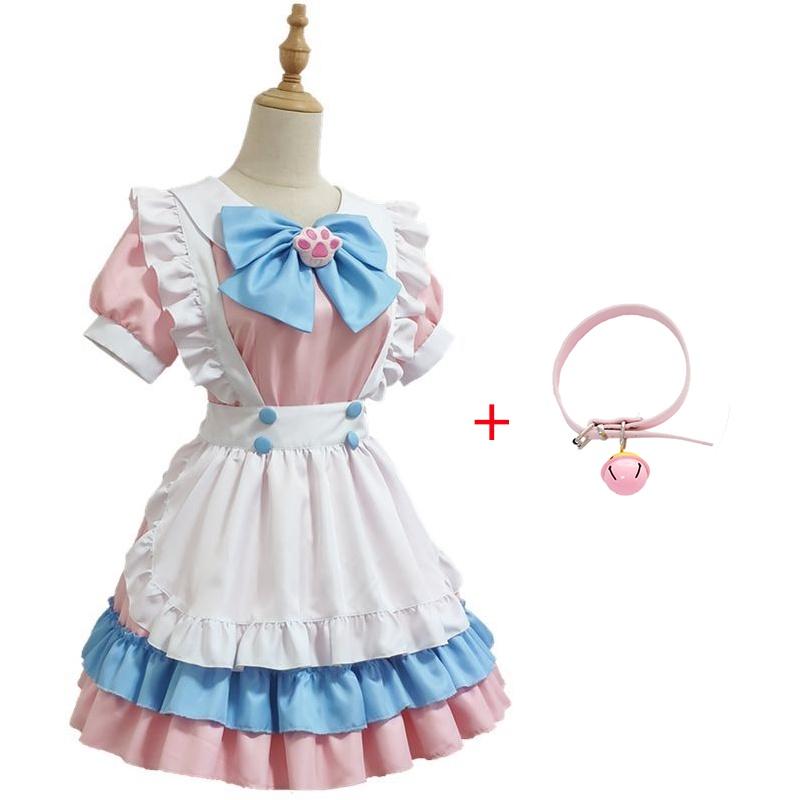 Charming And Elegant Lolita Dress Maid Uniform Outfit With Bustle And Apron